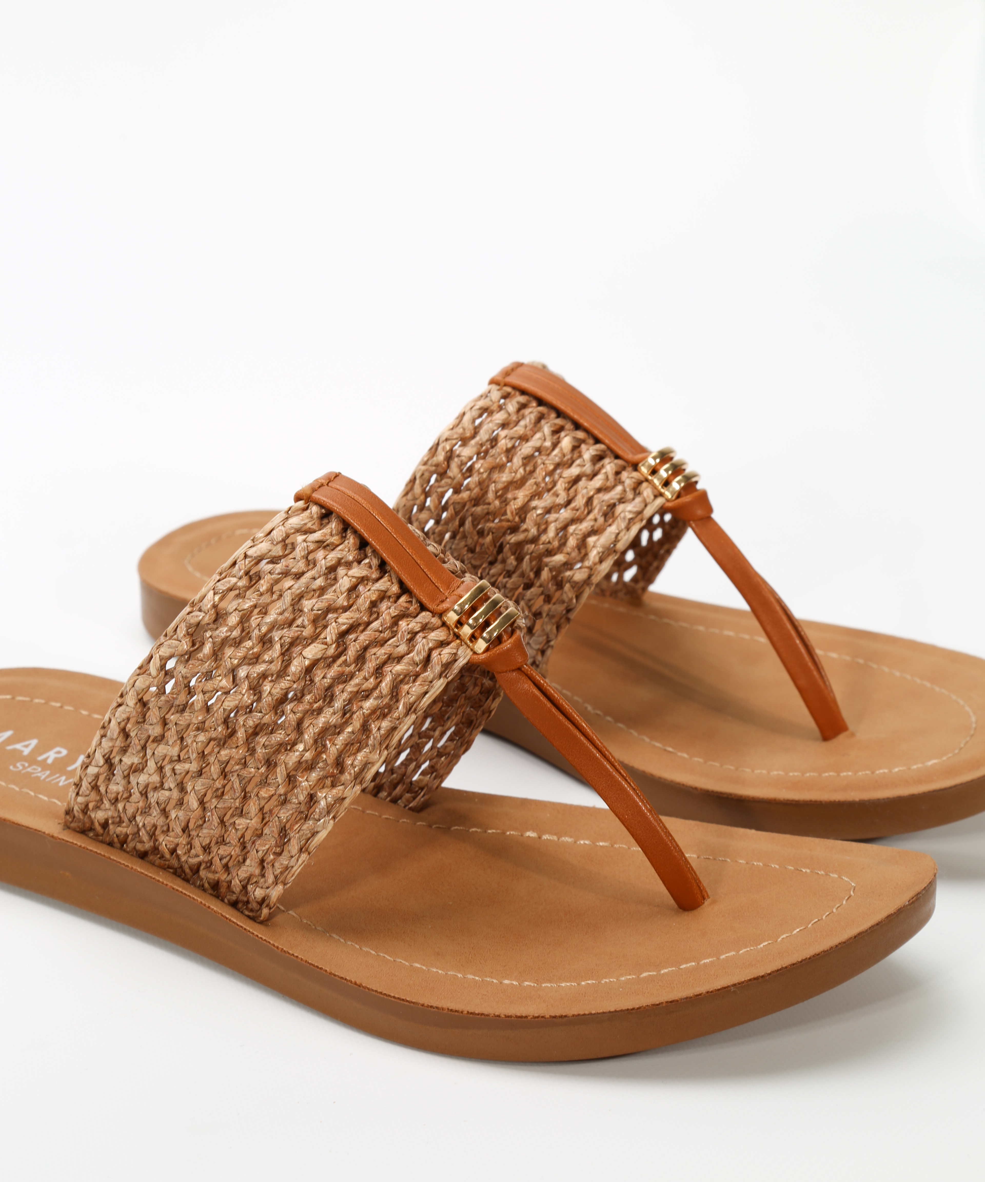 Sandalias planas rejilla rafia image number null